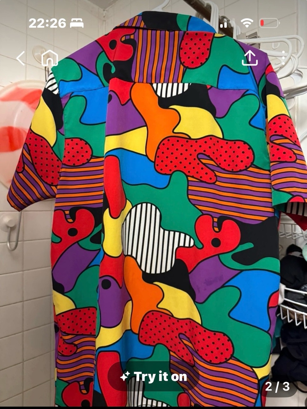 Man Colorful Abstract Print Button-Up Shirt stretch - Picture 2 of 3